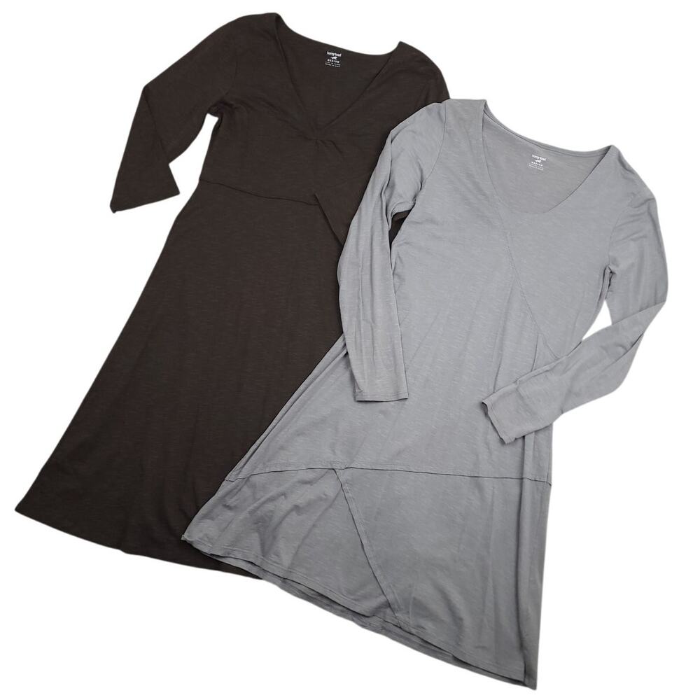 Horny Toad Womens Oblique V Rosalina‎ Dress Medium Gray Brown Minimalist Bundle
